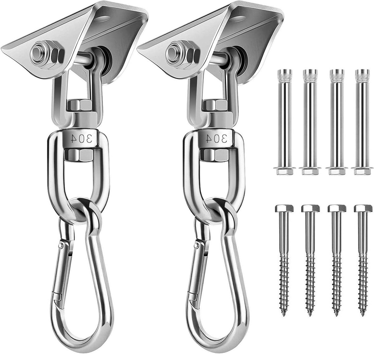 Thelau - Plafondhaak, hangstoelhouder roestvrij staal, 360 graden draaibaar, voor betonhout en houten balken, zware belasting tot 450 kg, geschikt voor hangstoel, schommel, yoga, bokszak. -  