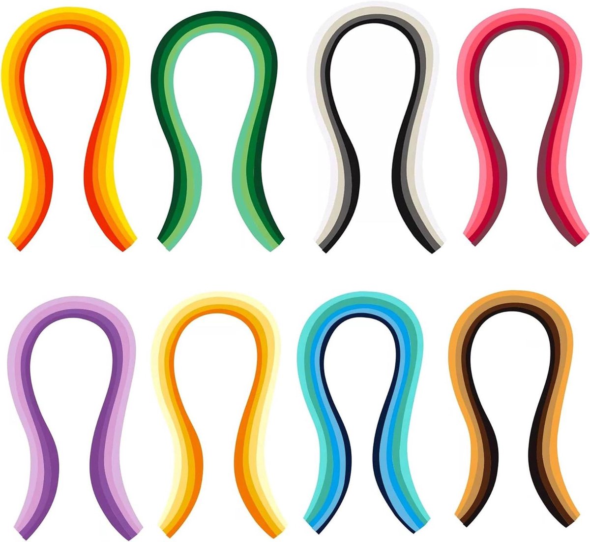 Thelau - Quilling papierstroken set van 8 verpakkingen - Creatieve hobby benodigdheden