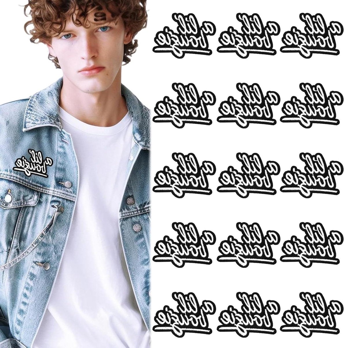 Thelau - Set van 15 zwart-witte opstrijkbare patches met grappige naaipatches voor kleding - ideaal voor mannen en vrouwen
