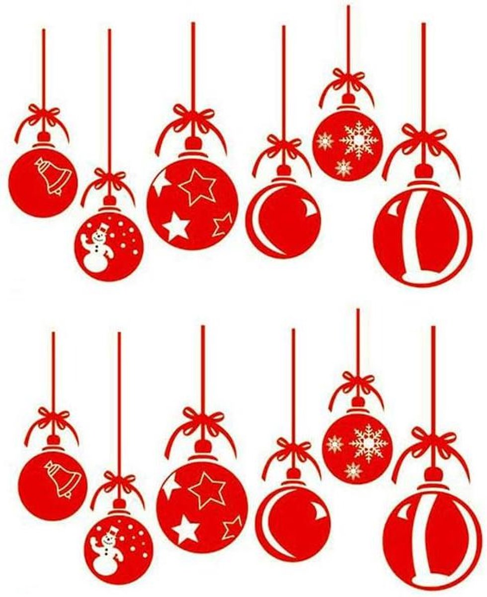 Thelau - Set van 2 Kerstbal Stickers - Kerst Raamdecoratie - Muurstickers - Glazen Deur Decoratie