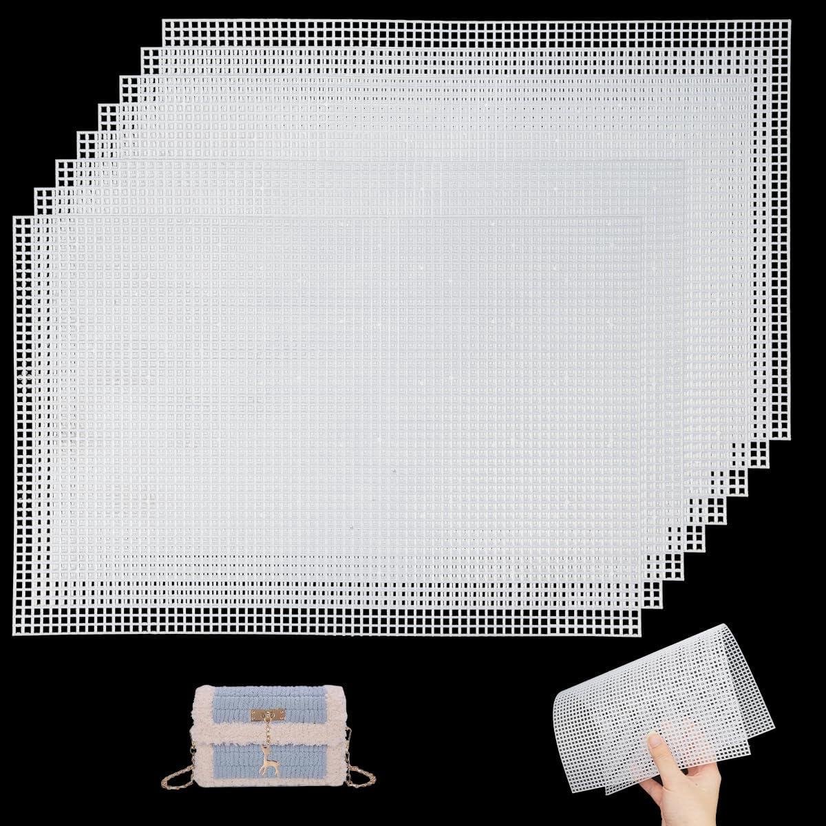 Thelau - Set van 8 plastic canvas voor tassen - 20 x 30 cm - 3 mm gatdiameter - kunststof rooster voor naaiprojecten - handgemaakte tas