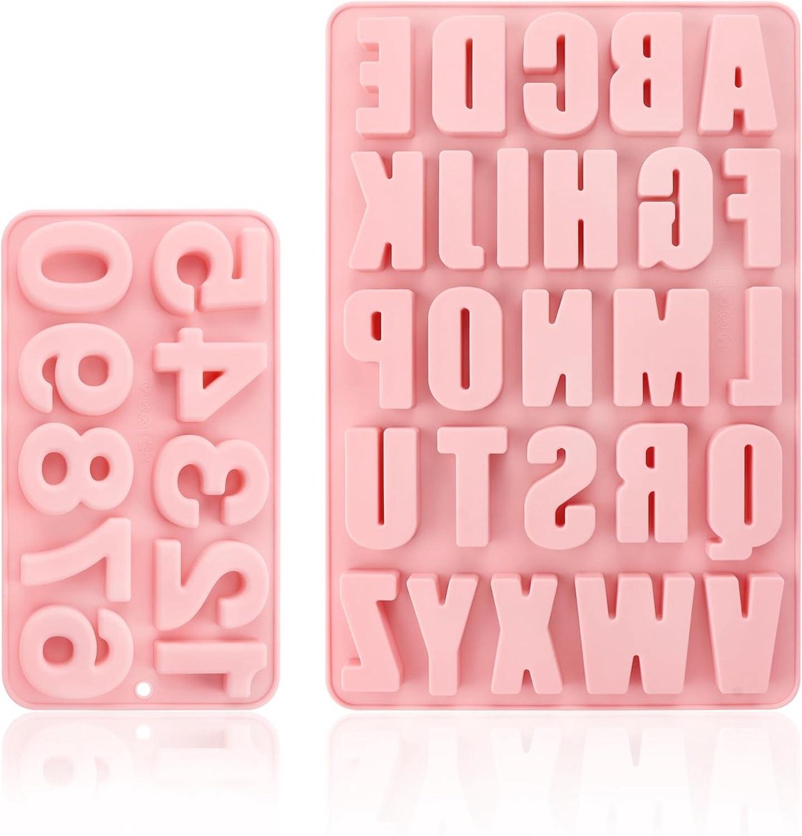 Thelau - Siliconen vormen voor taartdecoratie - 3D letter en cijfer vormen - Roze - Topping - Kinderverjaardag