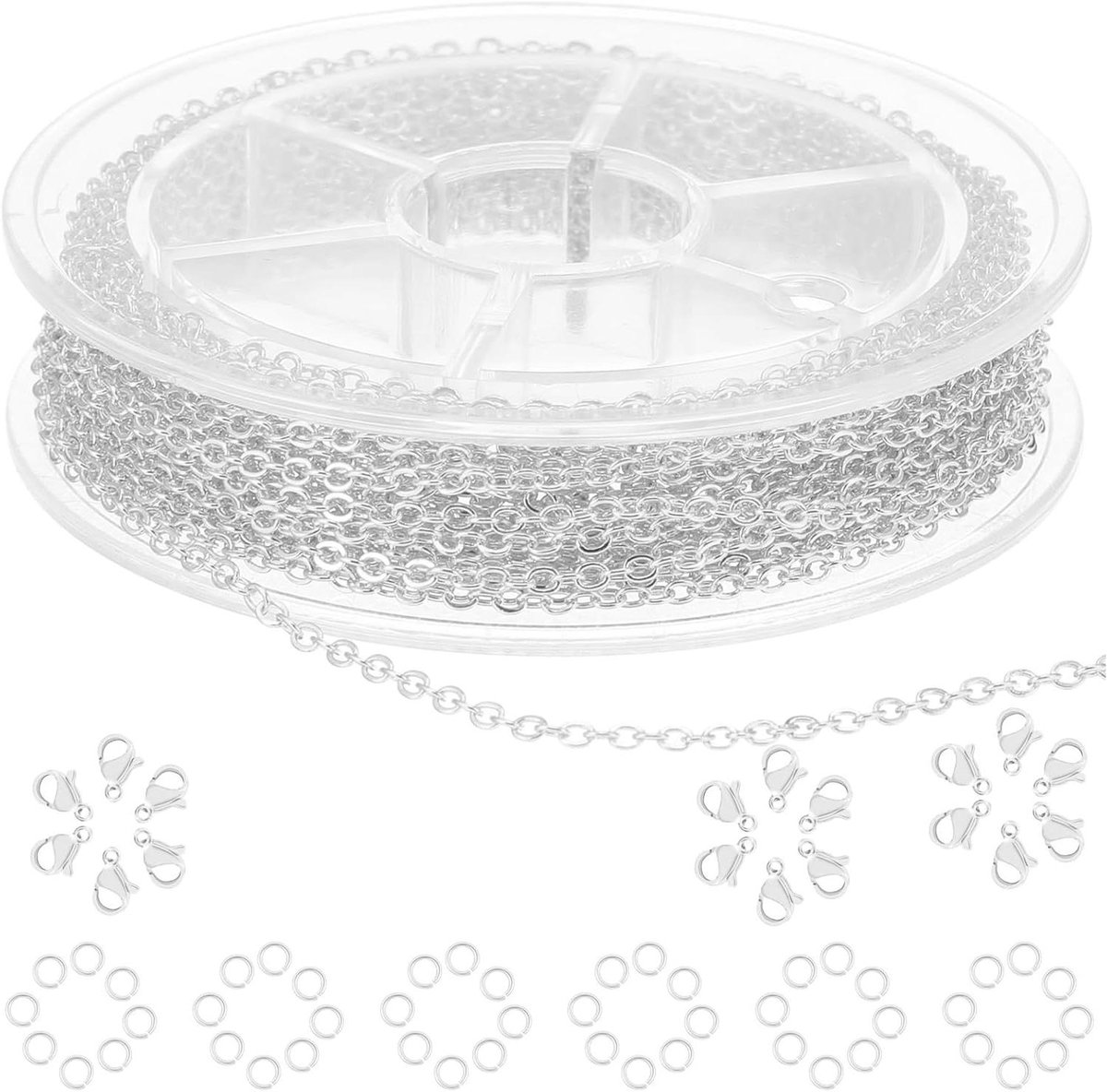 Thelau - Zilveren Kettingen van Roestvrij Staal voor Sieraden Maken - Dunne Design - DIY Craft met Jump Rings en Kreeft Sluitingen