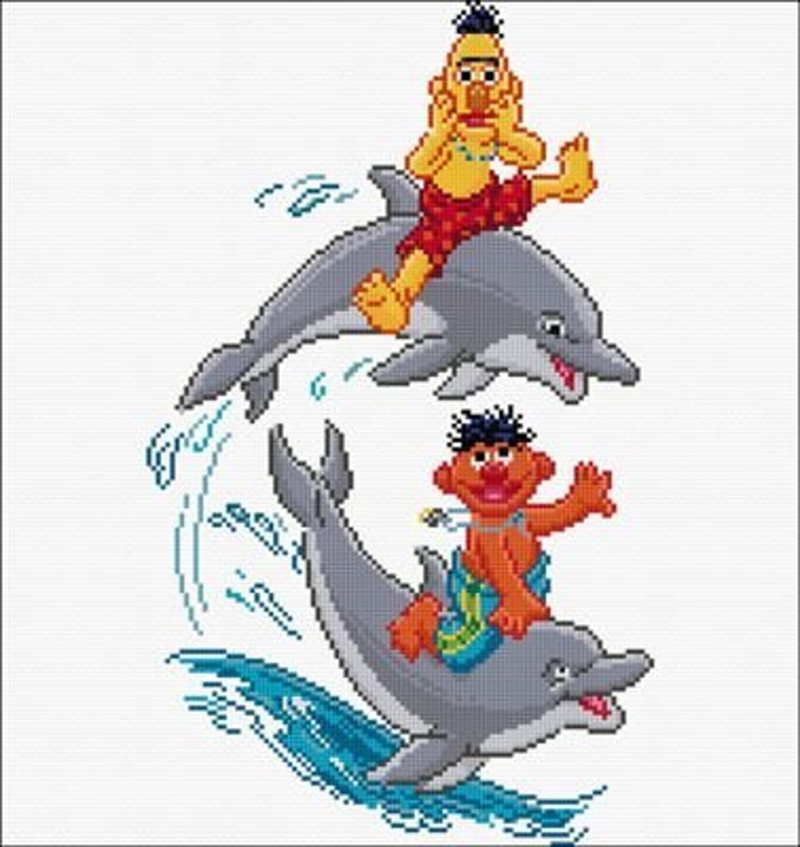 765A Sesamstraat Dolfijnen Borduurpakket