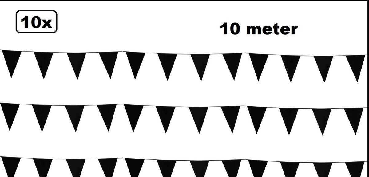 10x Vlaggenlijn zwart 10 meter - black and white begrafenis helium festival Halloween