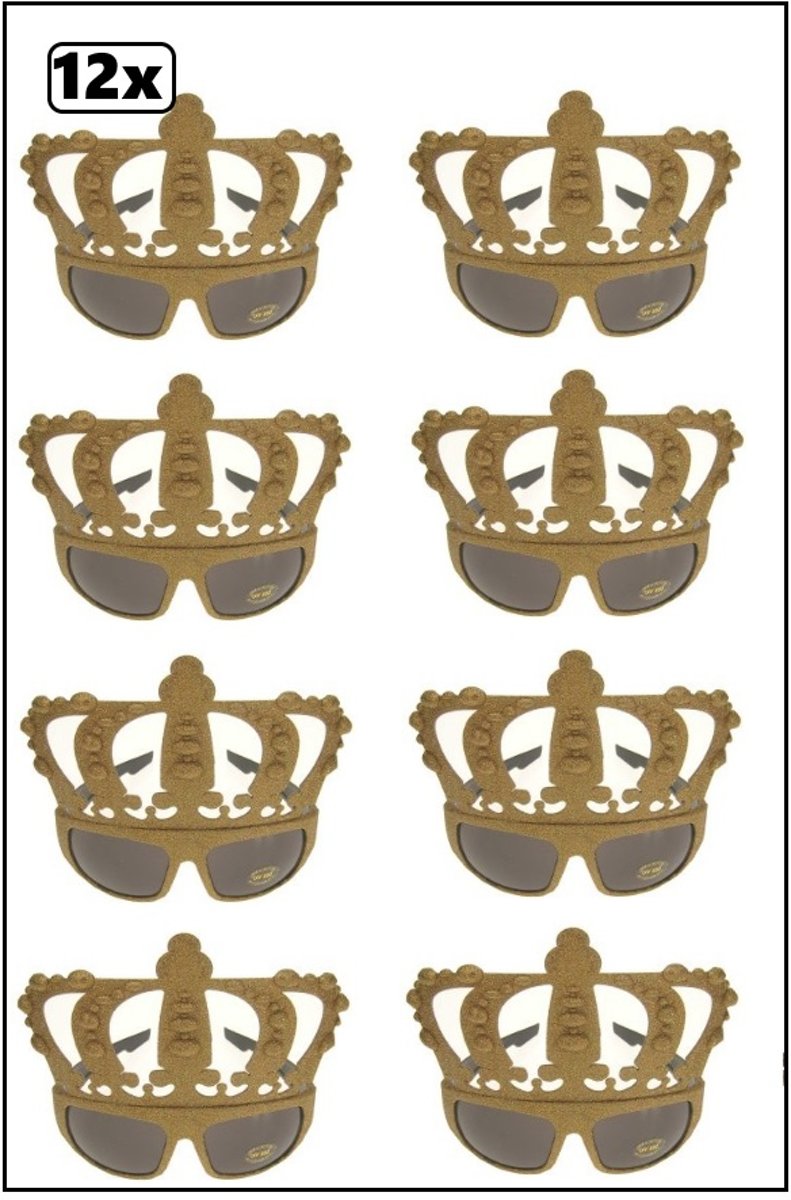 12x Bril glittergoud kings