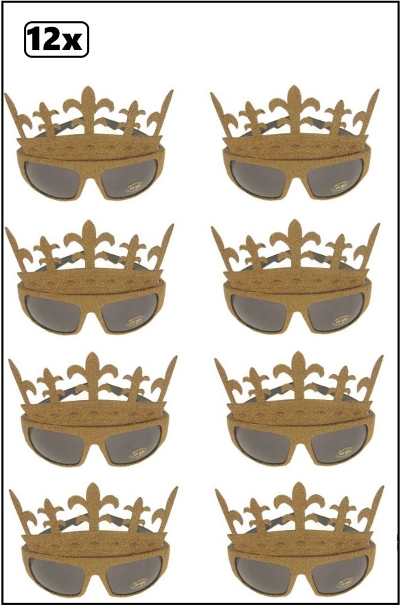 12x Bril glittergoud queens