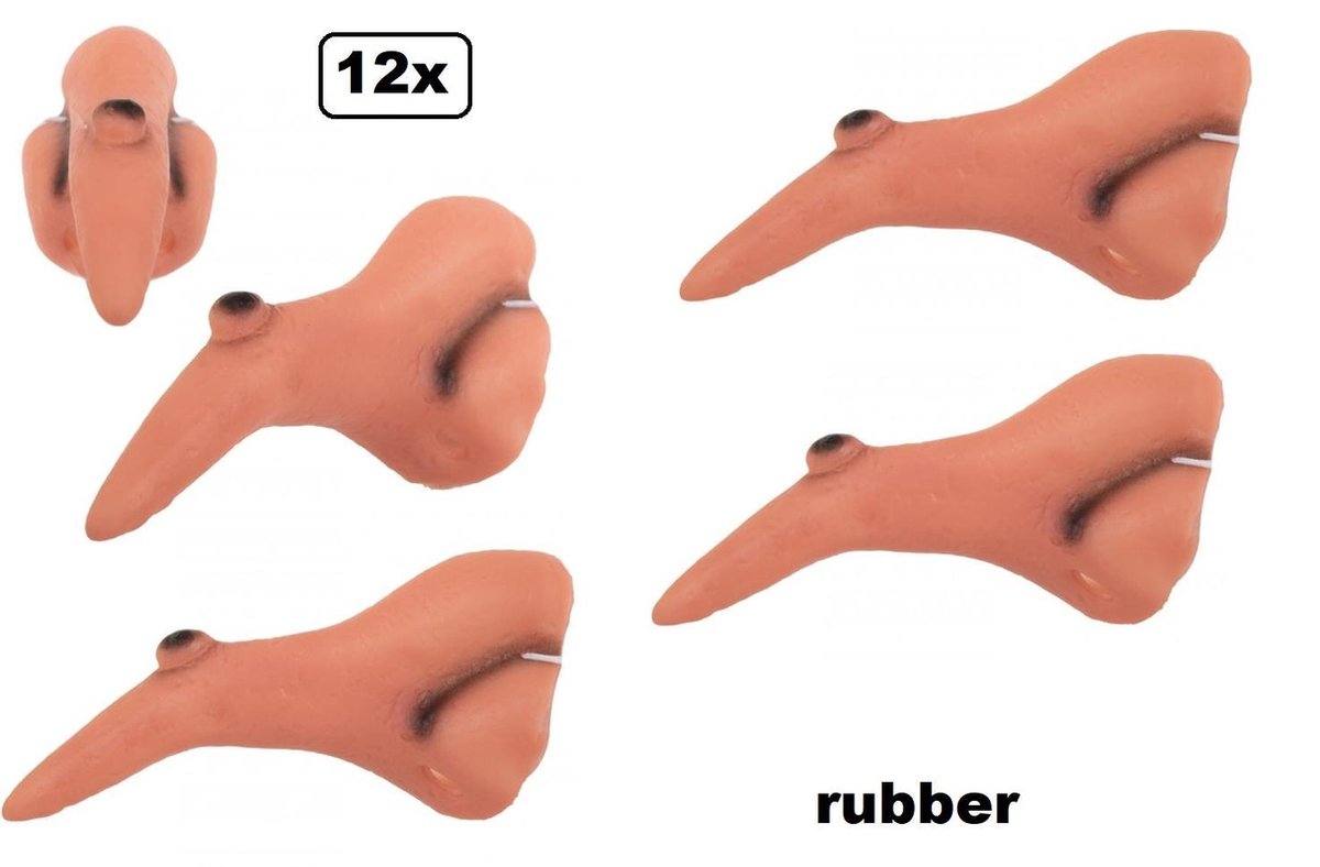 12x Heks neus rubber - Horror thema feest heksen Halloween griezel grime creepy scary