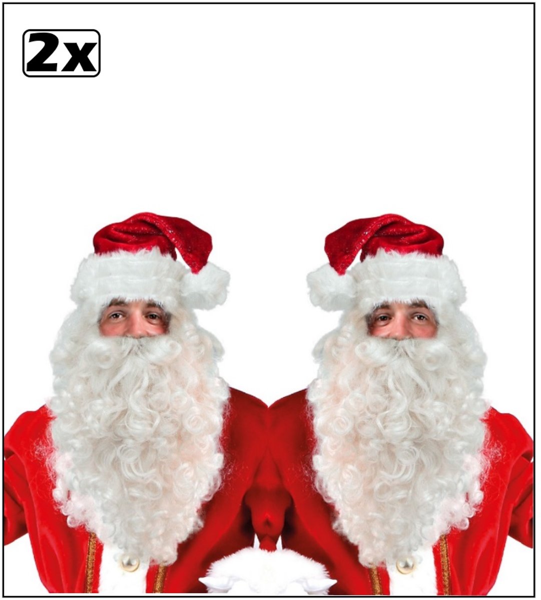 2x Kerstman pruik met baard