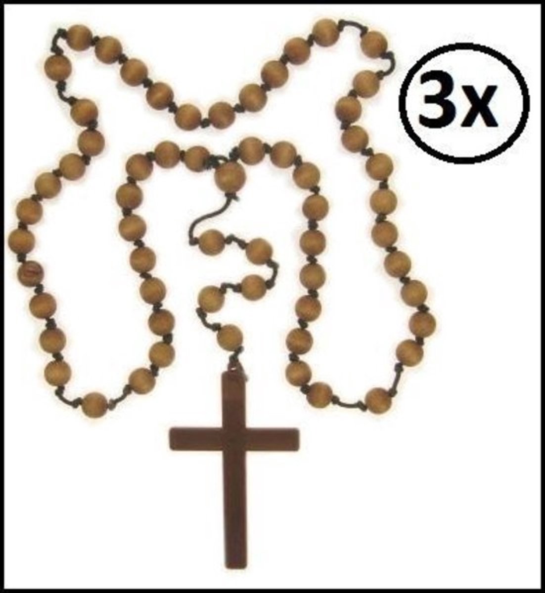 3x Luxe kruis met kralen ketting