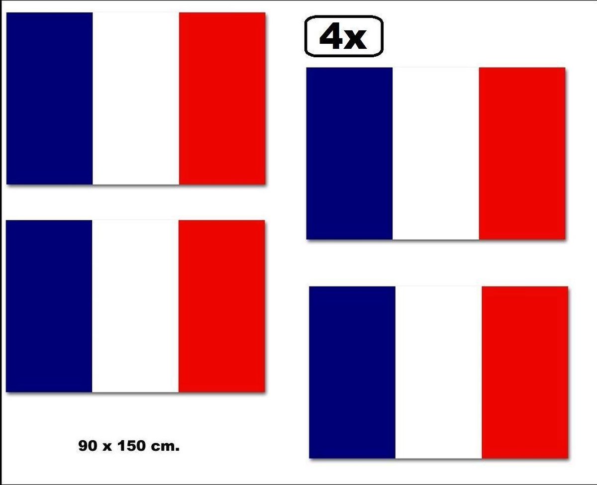 4x Vlag Frankrijk luxe 90x150cm