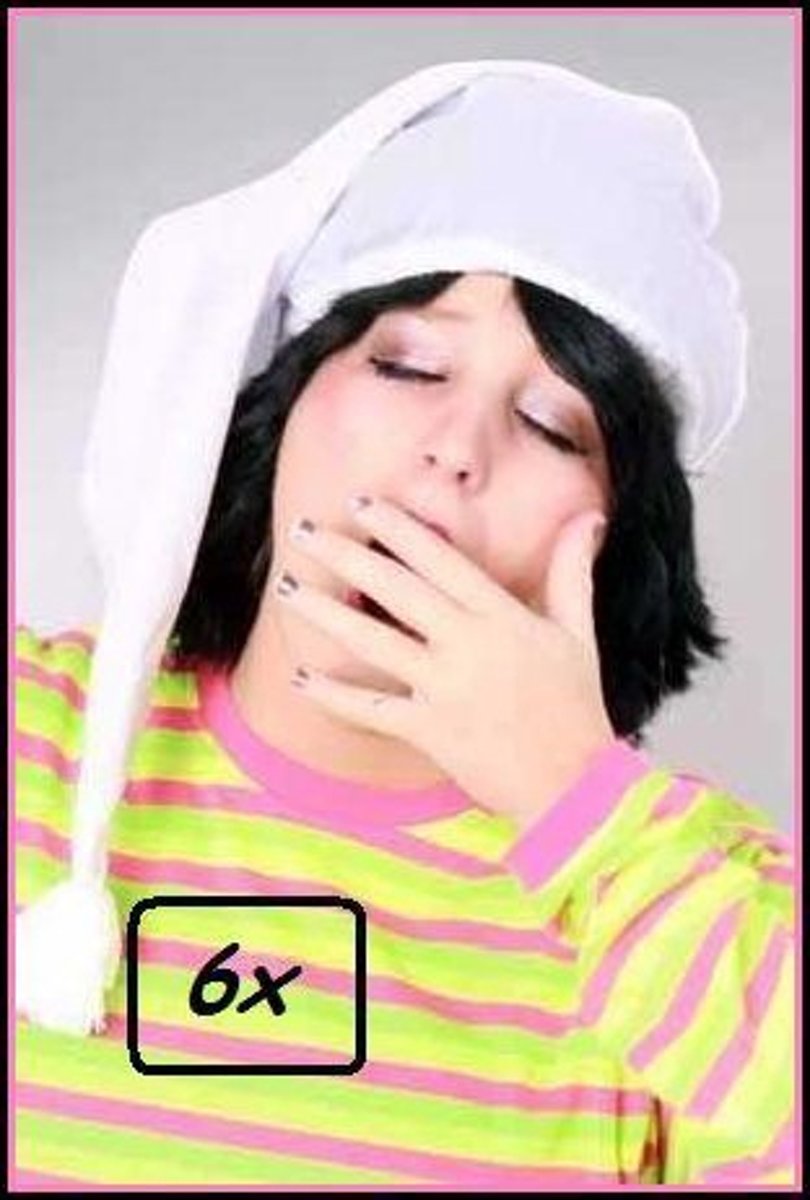 6x Slaapmuts wit