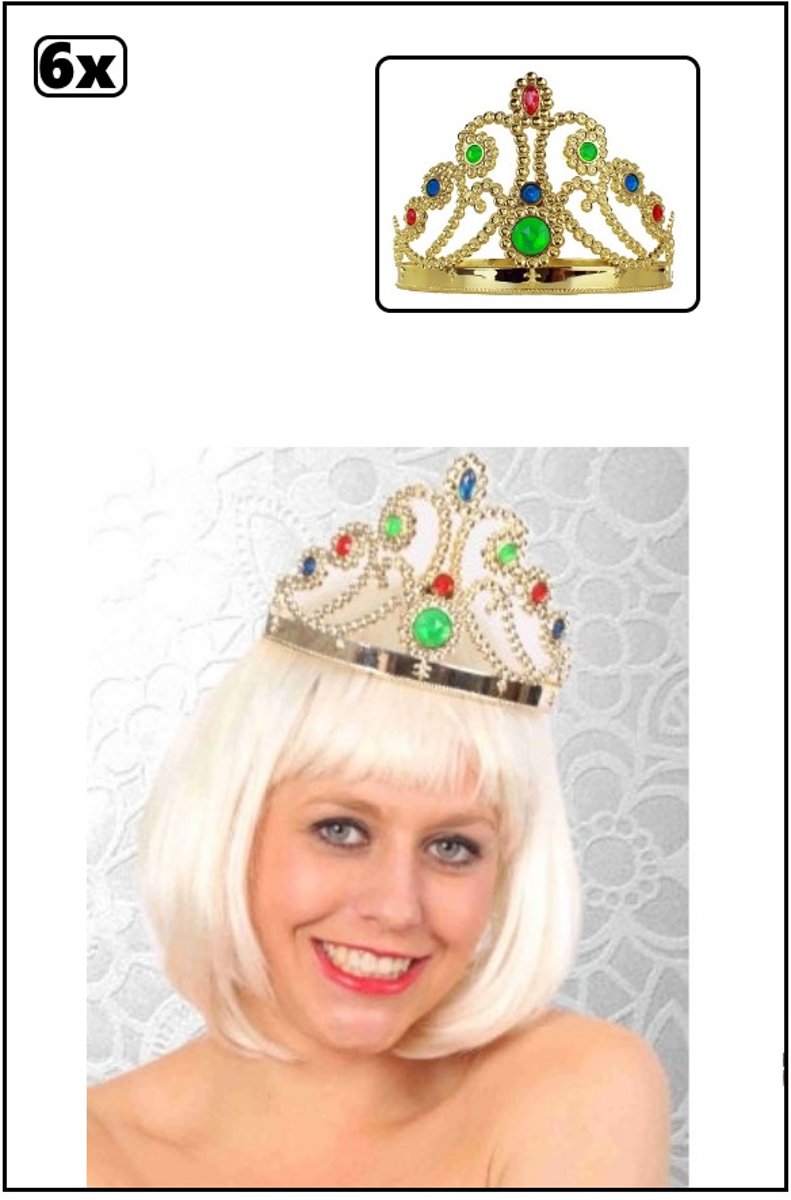 6x Tiara verstelbaar goud