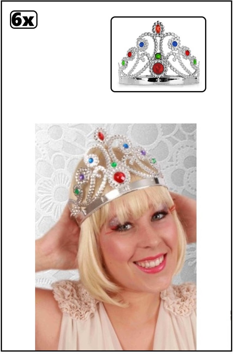 6x Tiara verstelbaar zilver