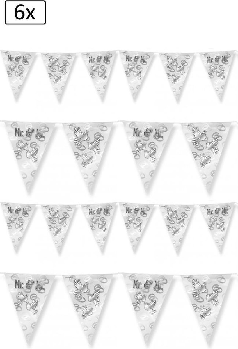 6x   10 meter MR & MRS - vlaglijn festival feest party verjaardag thema feest kleur