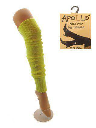 Dames knee-over beenwarmers fluo geel