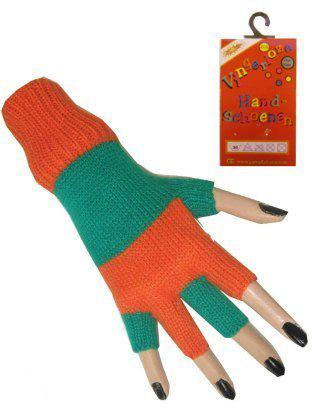 Vingerloze handschoen oranje - groen