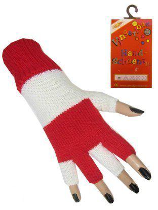 Vingerloze handschoen rood - wit