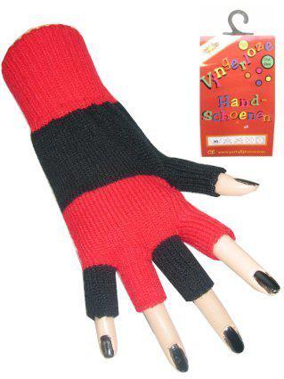 Vingerloze handschoen zwart - rood