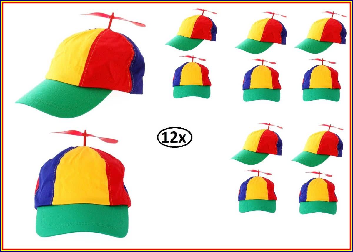 12x Baseball cap propeller multie kleuren