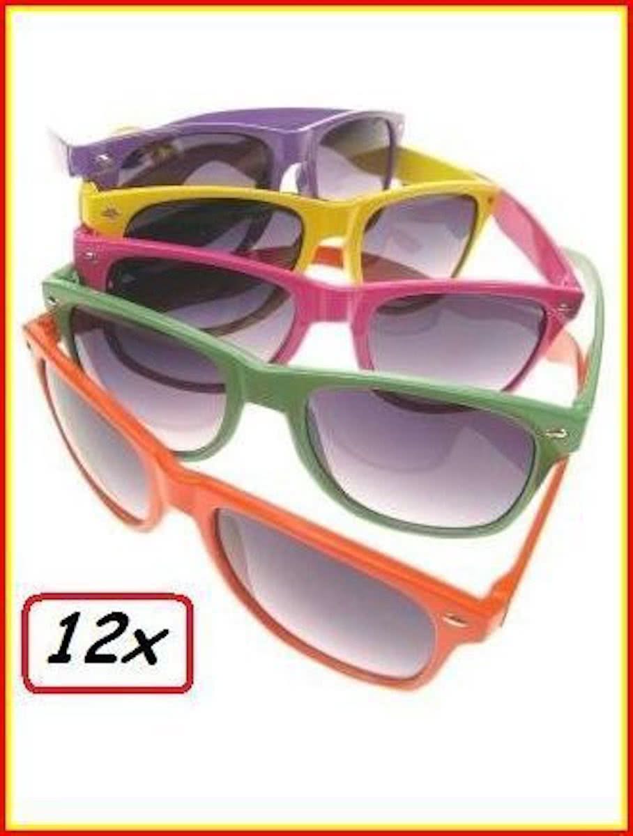 12x Blues brother zonnebril assortie kleuren