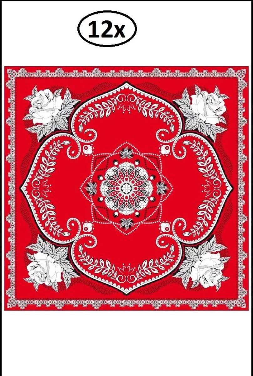 12x Boeren zakdoek rood 63x63 cm