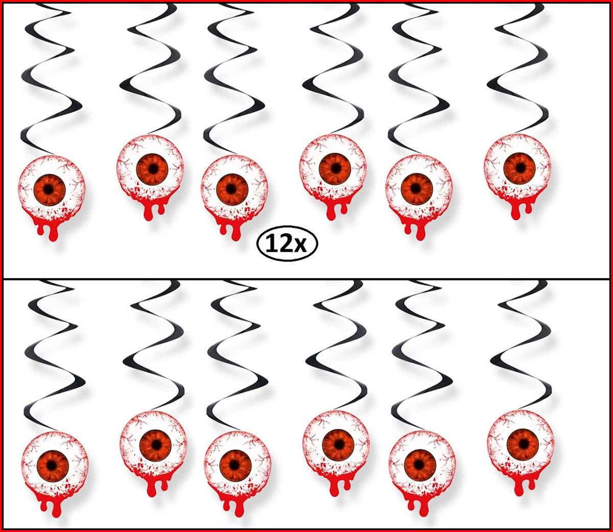 12x Halloween Decoratie swirls ogen met bloed 60 cm