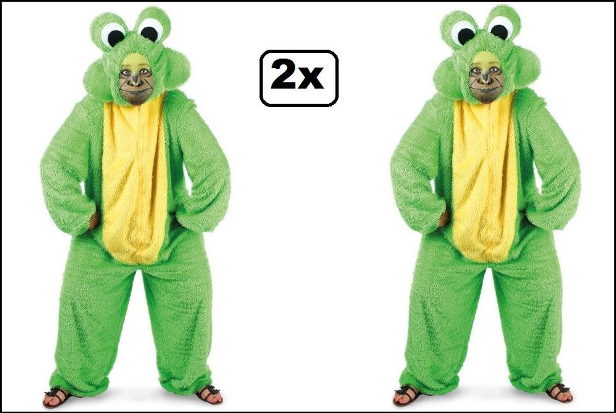 2x Kikker kostuum pluche