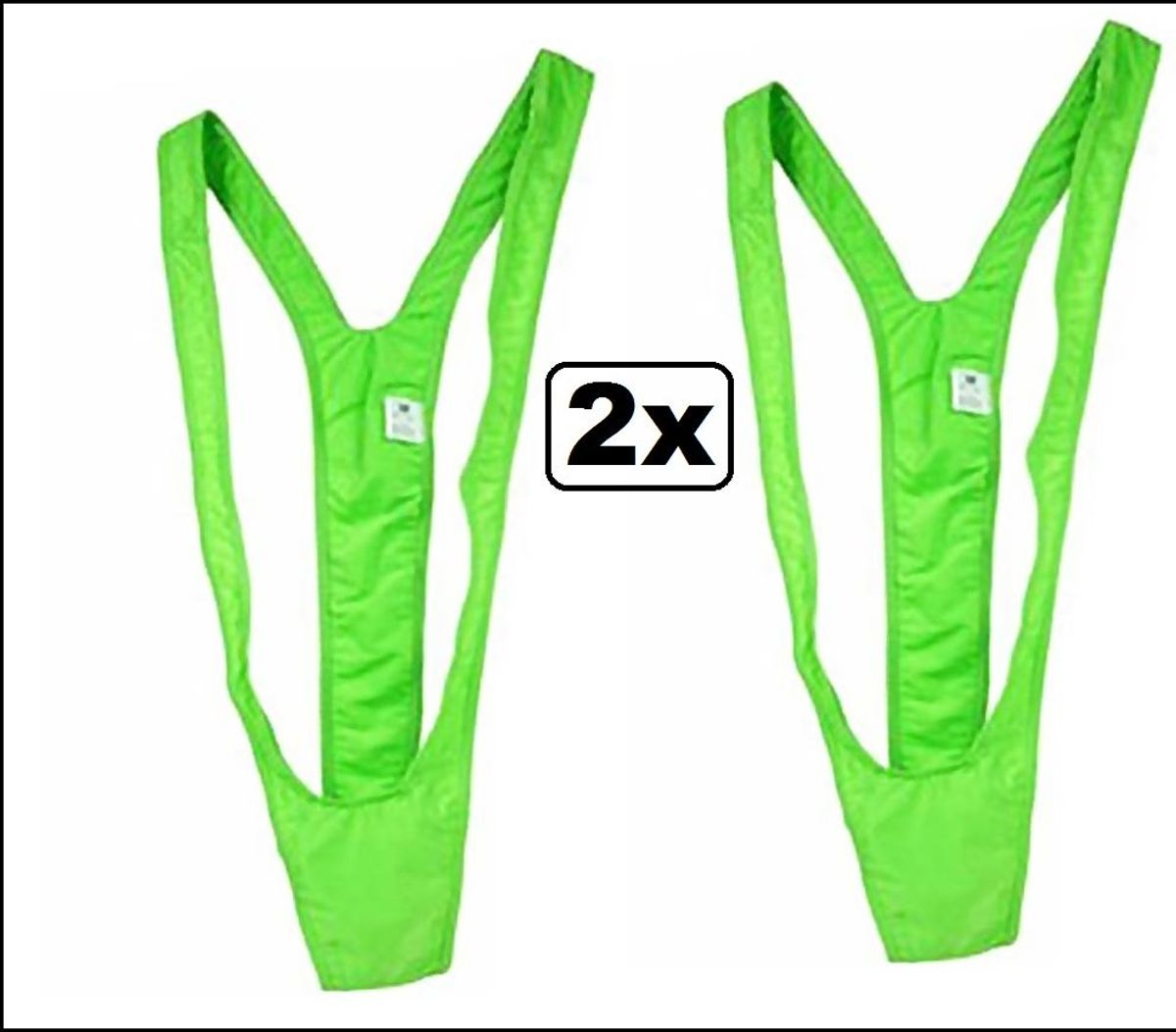 2x Mankini fluor groen