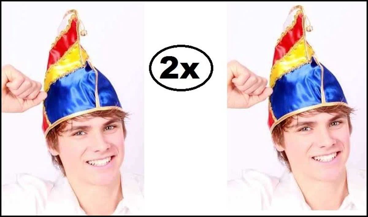 2x Prinsenmuts bonte kleuren one size