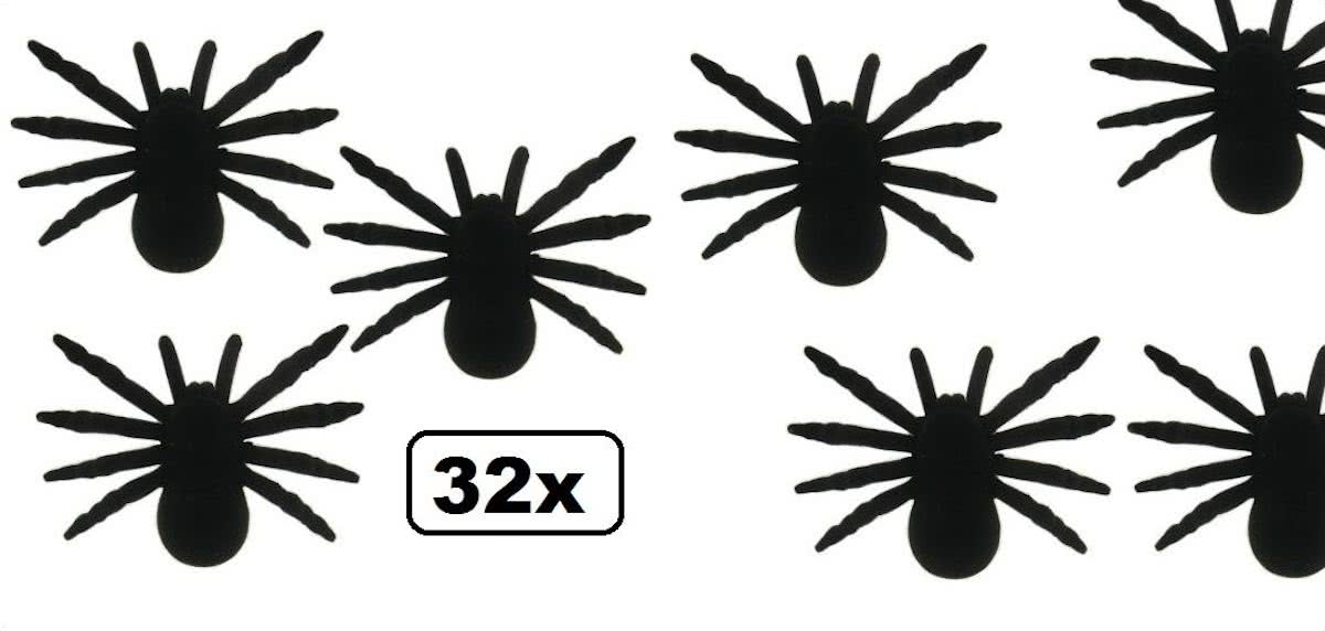 32x Halloween dikke spin zwart 11cm