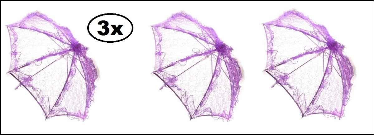 3x Bydemeyer paraplu paars klein scherm 65 cm