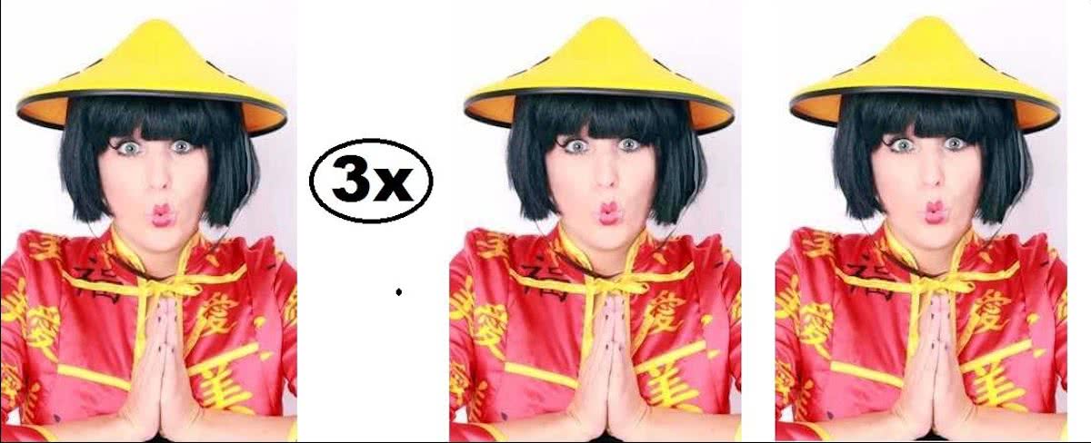 3x Chinese hoed + opdruk