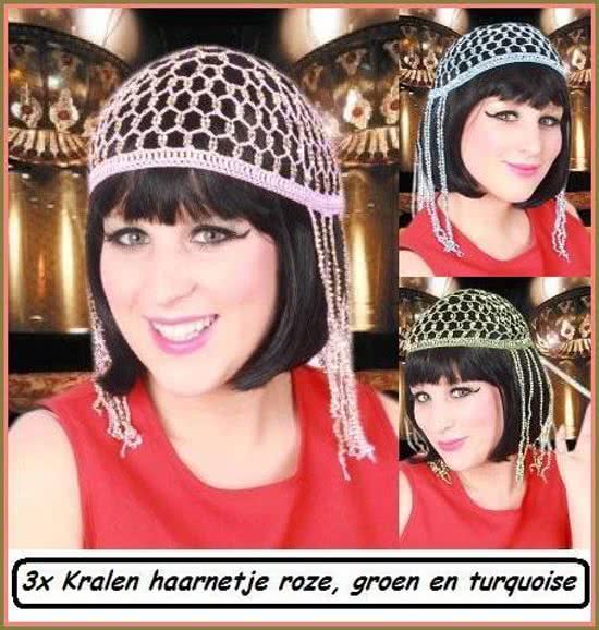 3x Kralen haarnetje belly assortie.