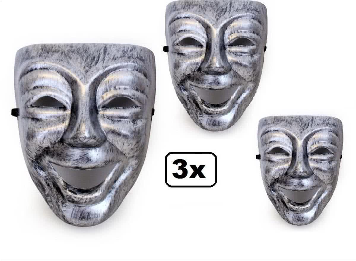 3x Masker nar zilver