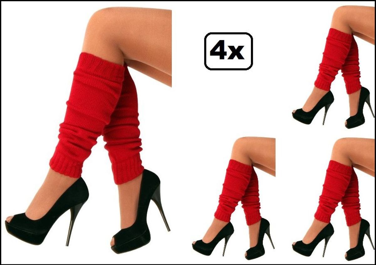 4x Paar beenwarmers rood
