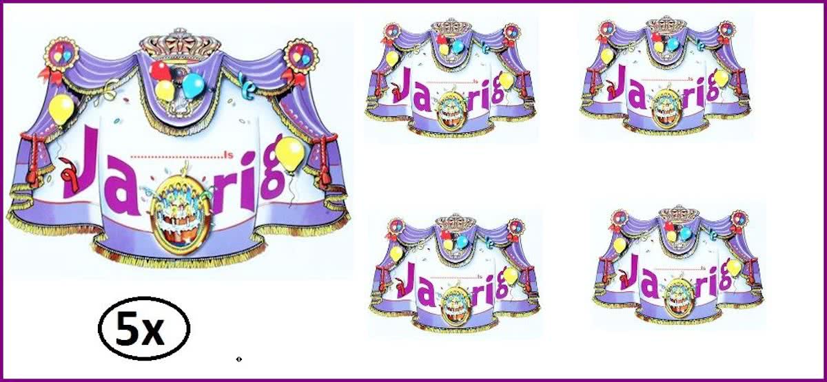 5x Deurbord ........Is Jarig 40x50cm