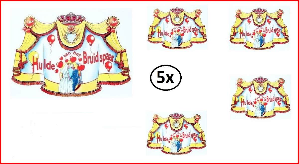 5x Deurbord Hulde aan het Bruidspaar 40x50cm