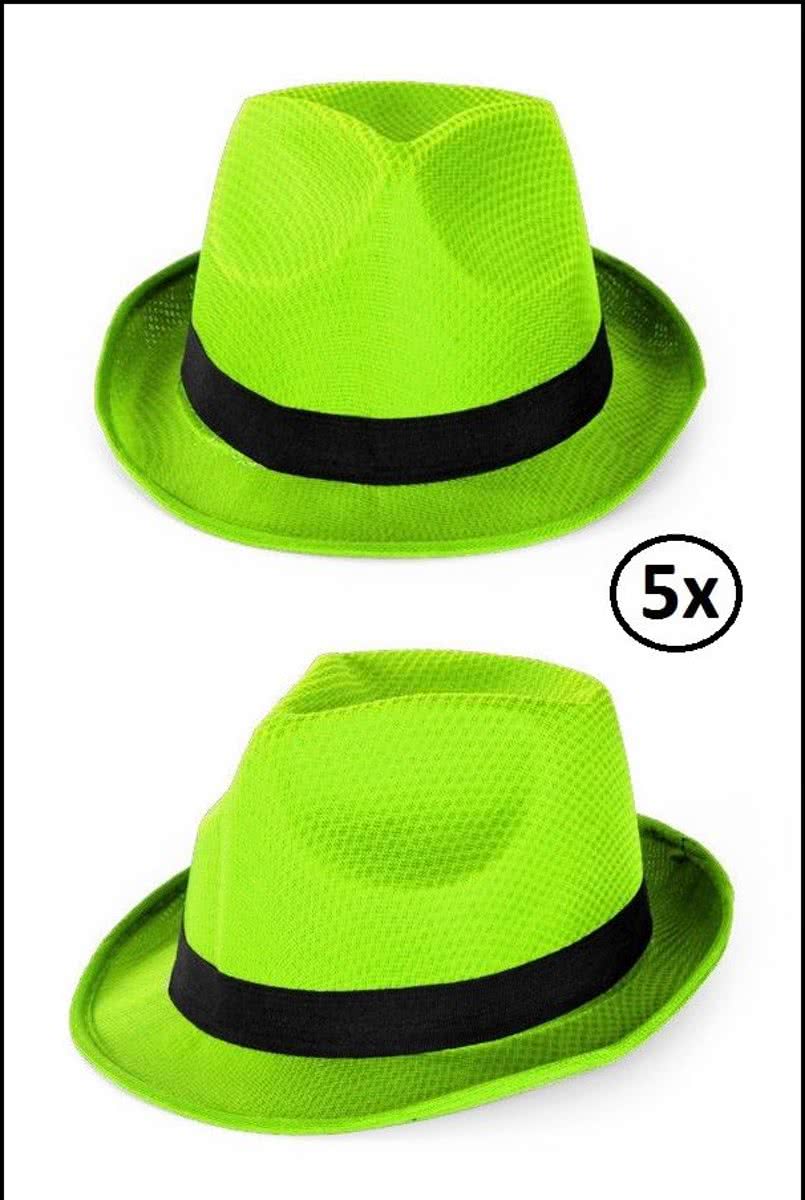 5x Gleuf hoedje neon groen