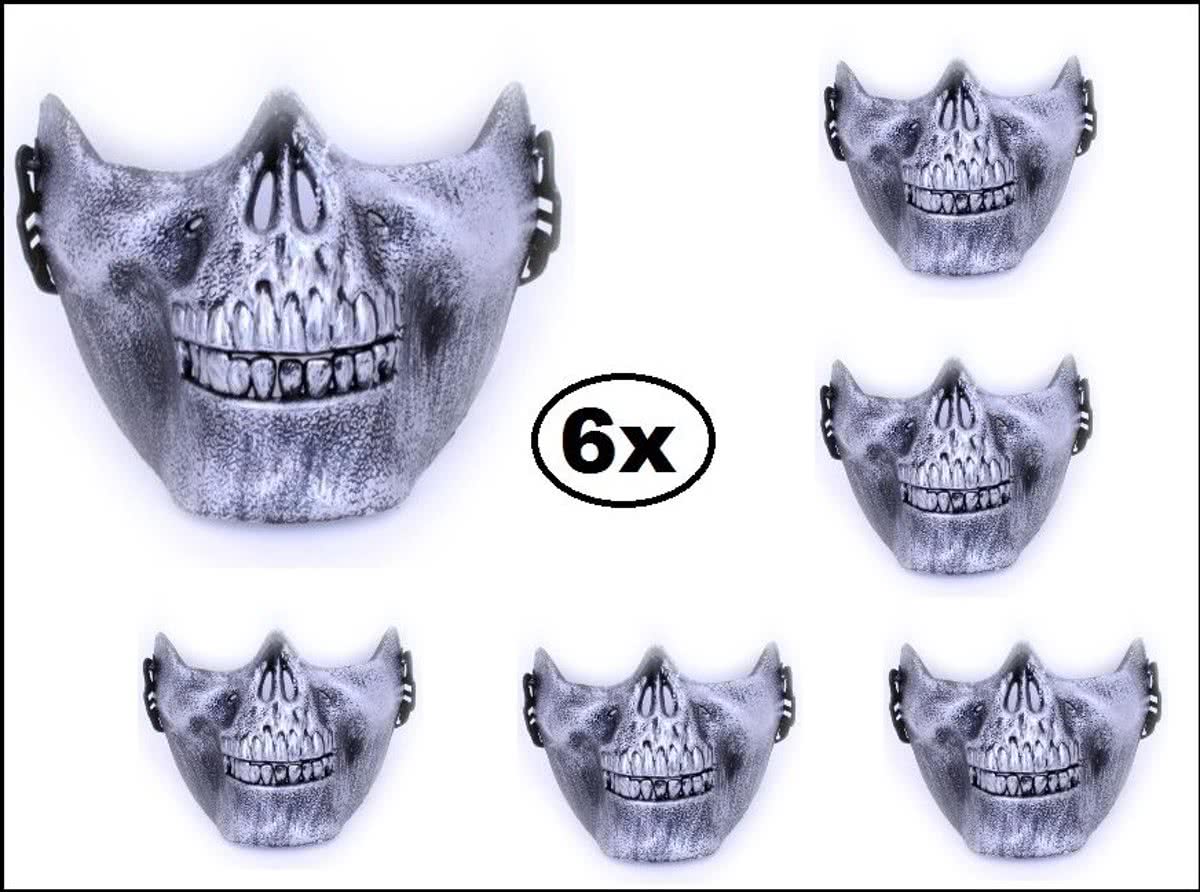 6x Halfmasker onderkaak skull zilver