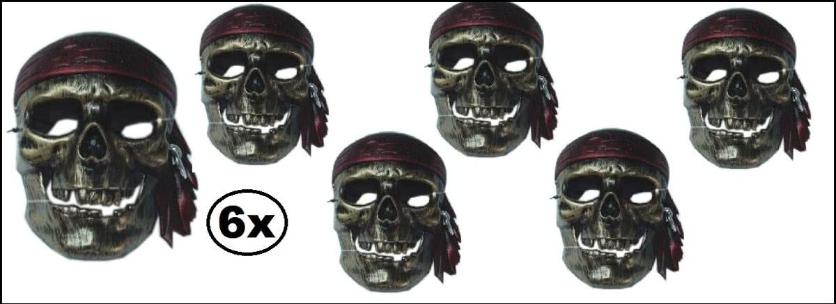 6x Masker piraat goud Kids