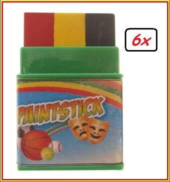 6x Paint stick 7 gram zwart/geel/rood