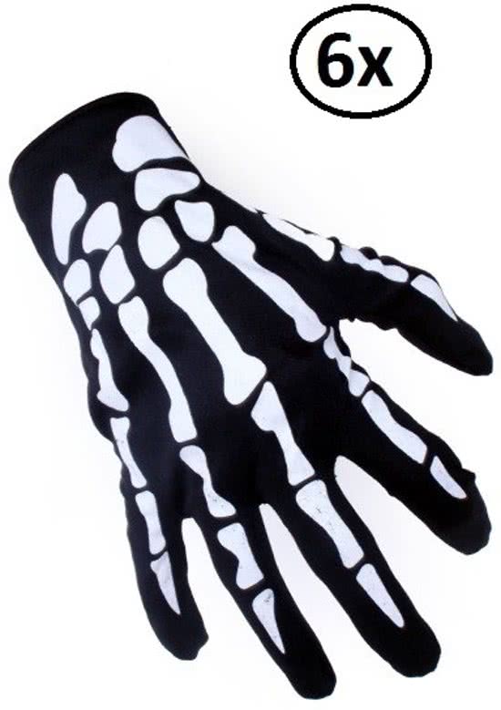 6x paar handschoenen skelet