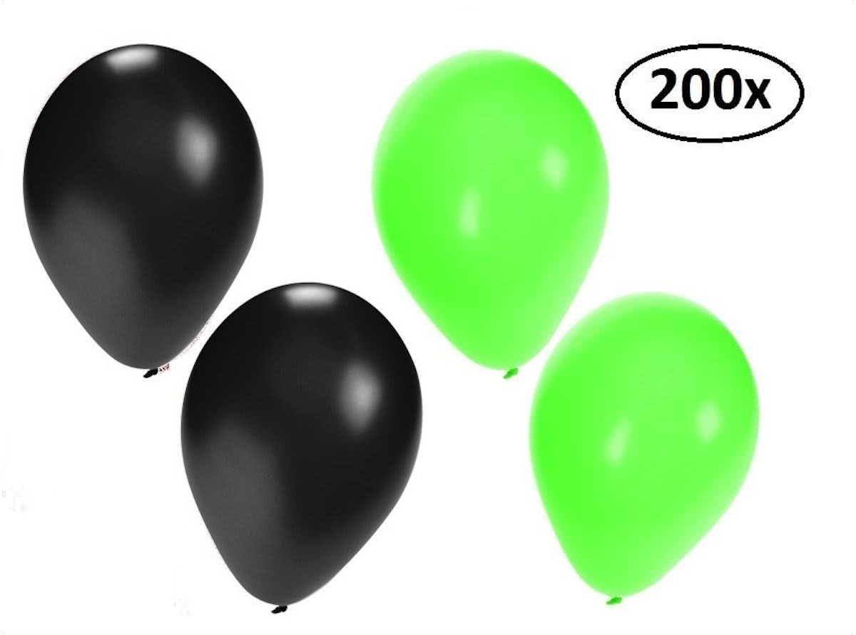 Ballonnen helium 200x groen en zwart