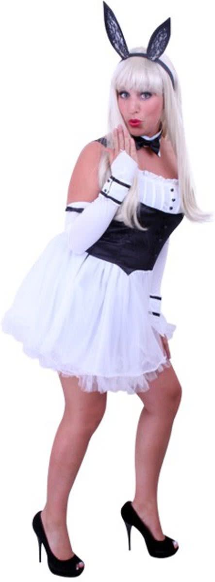 Bunny jurk wit en zwart met accessoires mt. S/M