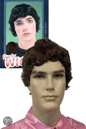 Heren pruik gekruld bruin