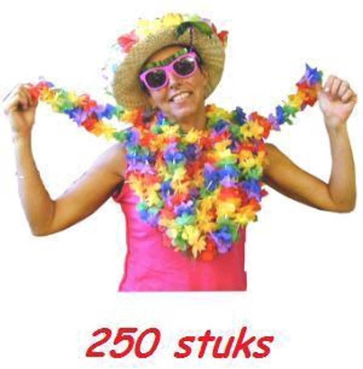 Vrolijk gekleurde Hawaii kransen 250 stuks