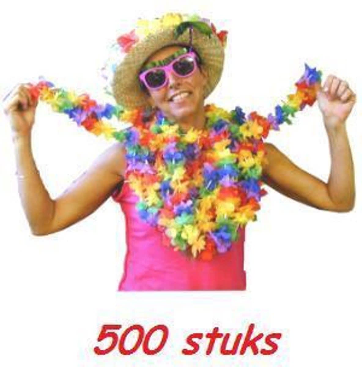 Vrolijk gekleurde Hawaii kransen 500 stuks