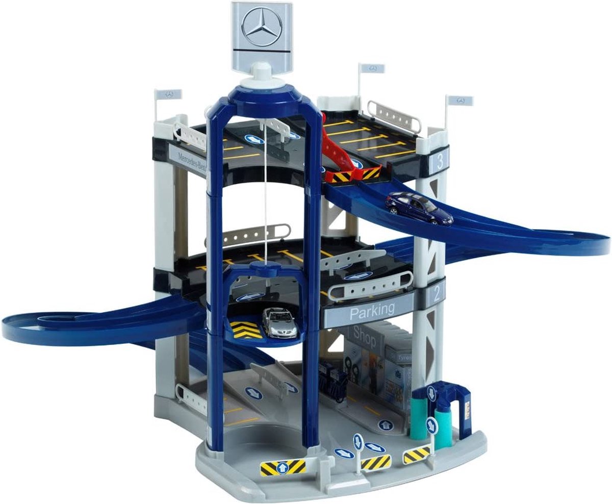 Speelgoedgarage -   - Mercedes Benz -   Met 3 Verdiepingen - Inclusief 2 Autos