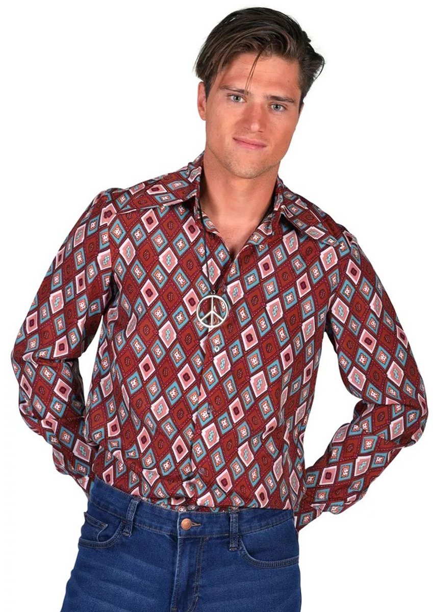 70s Hemd Heer Retro - Bruin - Maat S